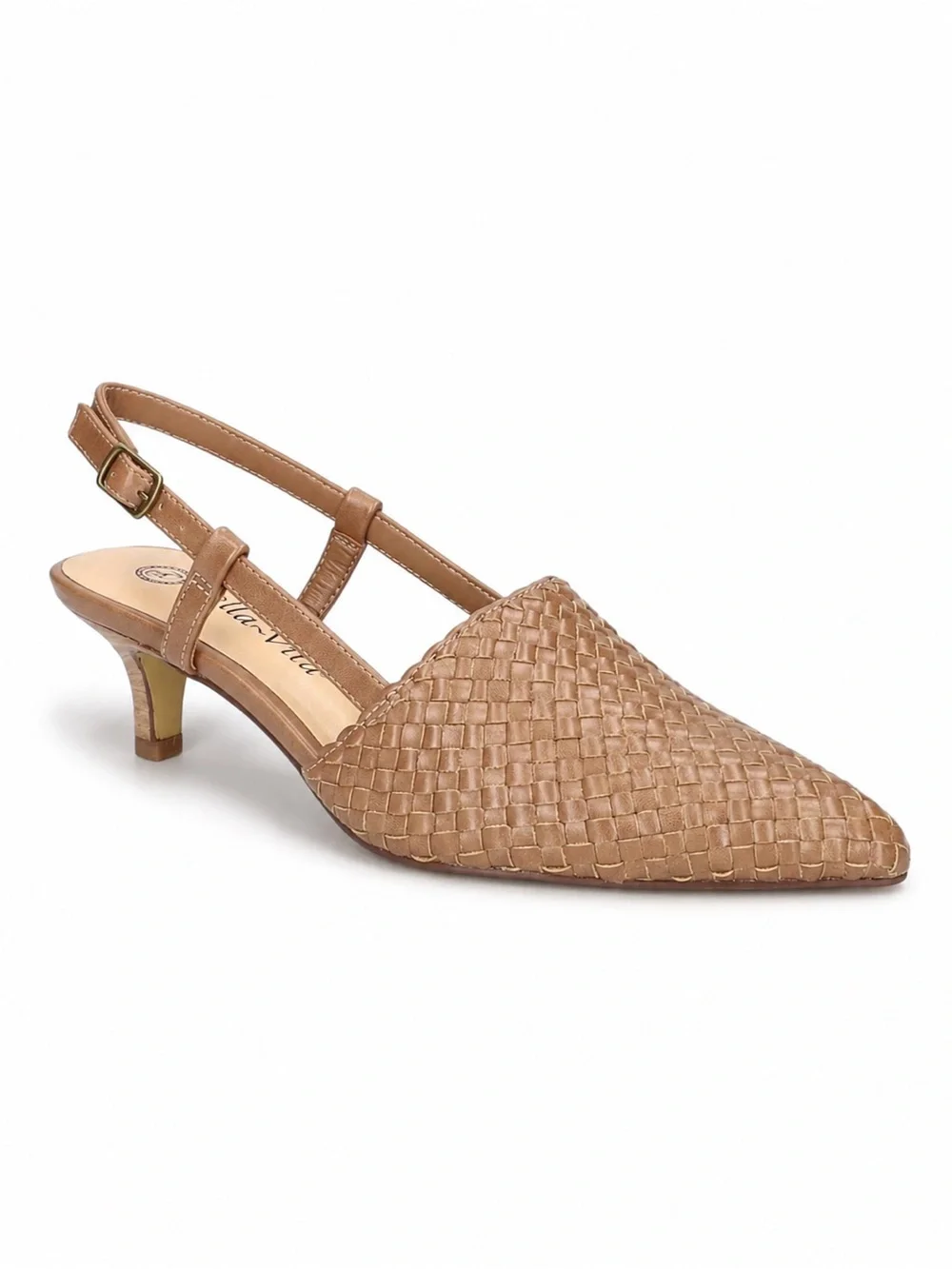 Bella Vita Nude Kaisley Woven Kitten Heel Slingback Pumps Size 8